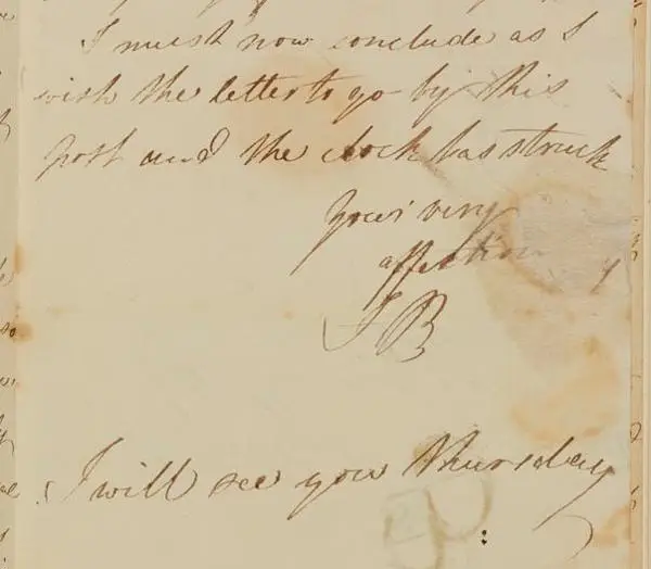 The last page of a hand-written letter.