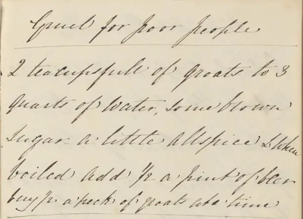  Handwritten page showing recipe for gruel